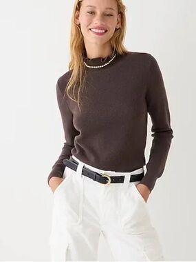 J. Crew / Ruffleneck merino wool-blend sweater Brown